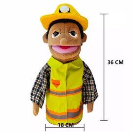 LOMTRATS 1 x Childrens Theatre Hand Puppets for Teachers, Policeman, Farmer, Pirate, Detective etc with Moving Open Mouths Perfect for Storytelling, Teaching, Party Gift