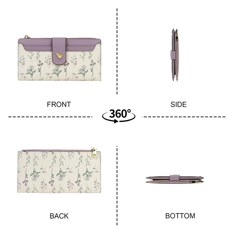 AdiStylinno Womens Wallet, Large Capacity Long Thin Ladies Wallet, PU