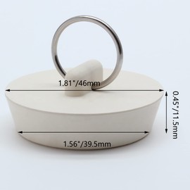 Bonsicoky 2Pcs Rubber Drain Stopper Fits 1-5/8 Inch to 1-3/4 Inch, Bathtub Drain Plug with Hanging Ring, Bathtub Stopper Plug for Kitchen and Bathroom, White