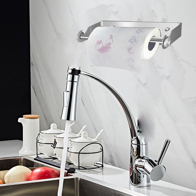 Wall Kitchen Roll Holder, 28 cm, Stainless Steel, Kitchen Roll