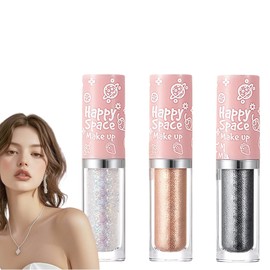 3PCS Liquid Glitter Eyeshadow,Highly Pigmented Sparkly Eye Shadow,Liquid Glitter Eyeshadow Sticks,Eye Shadow Stick,Gold Glitter,Easy To Blend,Long Lasting Waterproof,Quick-Drying,Sparkly Eye Makeup