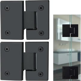 Cokritsm Glass Shower Door Hinges 180 Degrees Glass Door Hinges Replacement Parts with Mounting Hardware Stainless Steel Bathroom Gate Clamp for 8mm to 12mm Glass Matte Black 2Pack