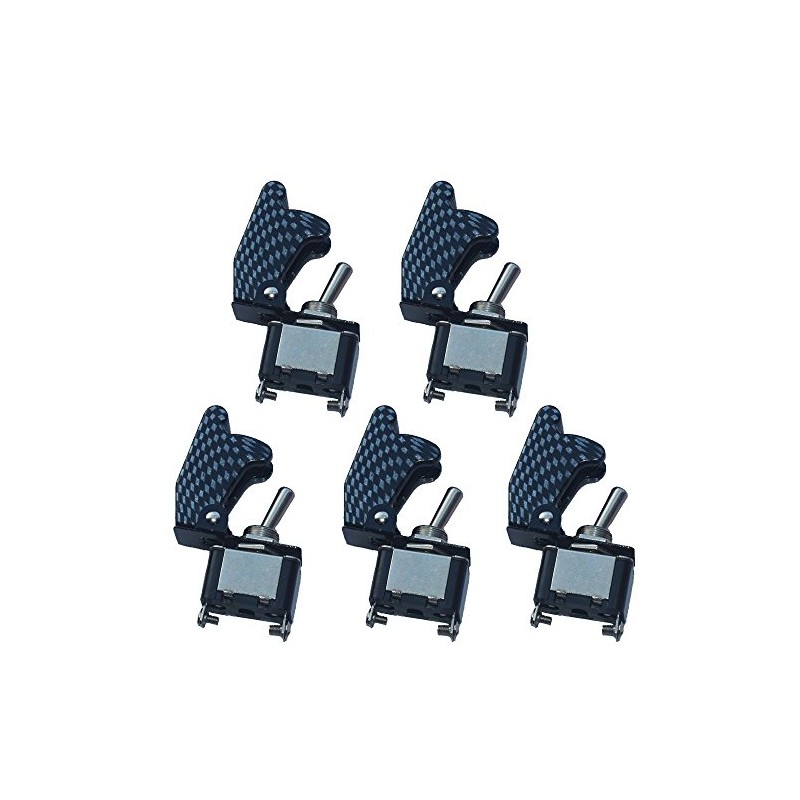 Mintice™ 5 X 12V 20A Carbon Fiber Cover Rocker Toggle