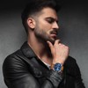 JewelryWe Leather Wristwatch for Men: Waterproof Genuine Leather Luminous Quartz