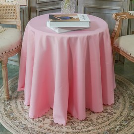 JYFLZQ Pink Round Tablecloth 70 Inch for 4 Foot Tables Machine Washable Stain Resistant Polyester Fabric Table Cloth Table Cover for Parties Banquet Wedding(Equipped with 4 Napkin Cloth)