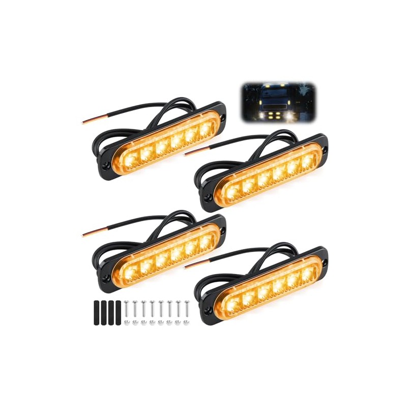 Pack of 4 Front Flash LED 12 V/24 V Penetration