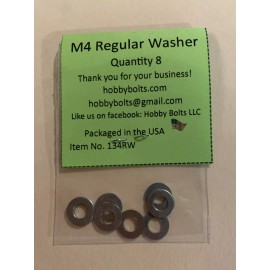 Hobby Bolts M4 Regular Flat Washer. Qty: 8 Per Package. RC Car, Micro Fastener