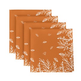 Horaldaily Fall Cloth Napkins 18 x 18 Inch, Thanksgiving Autumn Harvest Orange Wild Flowers Party Dinner Decoration Washable Napkins Set of 4