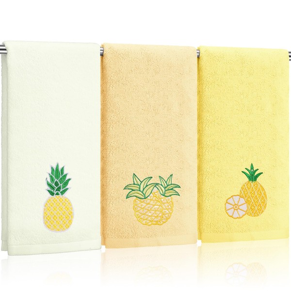 Tingjoo 3 Pcs Pineapple Hand Towels 14x29 Inch Spring Summer