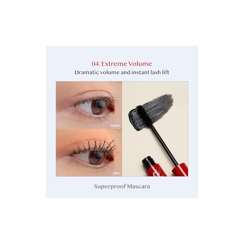 CLIO Kill Lash Superproof Mascara, Tubing Mascara, Smudge-Proof, Flake-Proof &