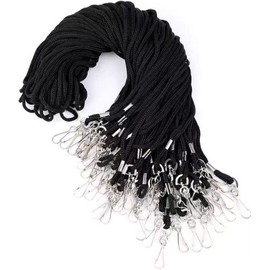 Witbicg Pack of 50 Lanyards, Long Safety Clasp, 50 cm Lanyards for Hanging, Keyholder, Lanyard, Suitable for ID Cards, Badges, Keys, etc. (Black), multicoloured