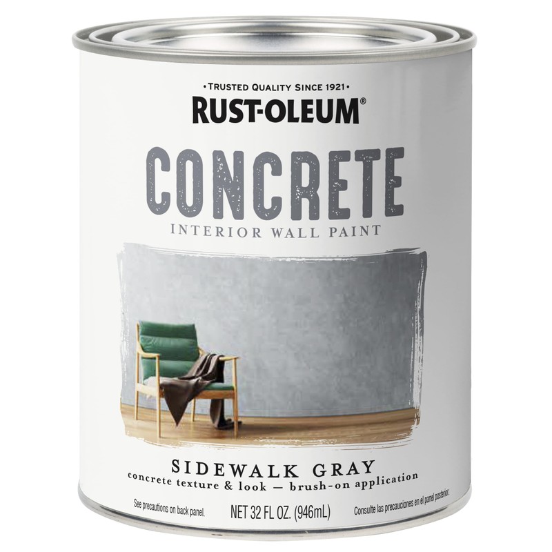 Rust-Oleum 379908-2PK Concrete Interior Wall Paint, Quart, Sidewalk, 0.25 Gallon