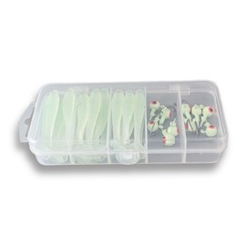 Eight Point [Luminous Glow High Fishing Worm] Worm Set, 2.7 inches, 2.2 inches (5.5 cm), Total 35 Pieces, Fluorescent, Soft Lure, Jig Head, Aging, Mebarling, Bass Fishing, Rock Fish, Clear Case