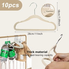 Baby Velvet Flocked Clothes Hangers – 10 Pack - Infant Toddlers Kids Children's Hangers for Clothes, Non-Slip/Non-Mark Ultra-Slim Space Saving (Beige)