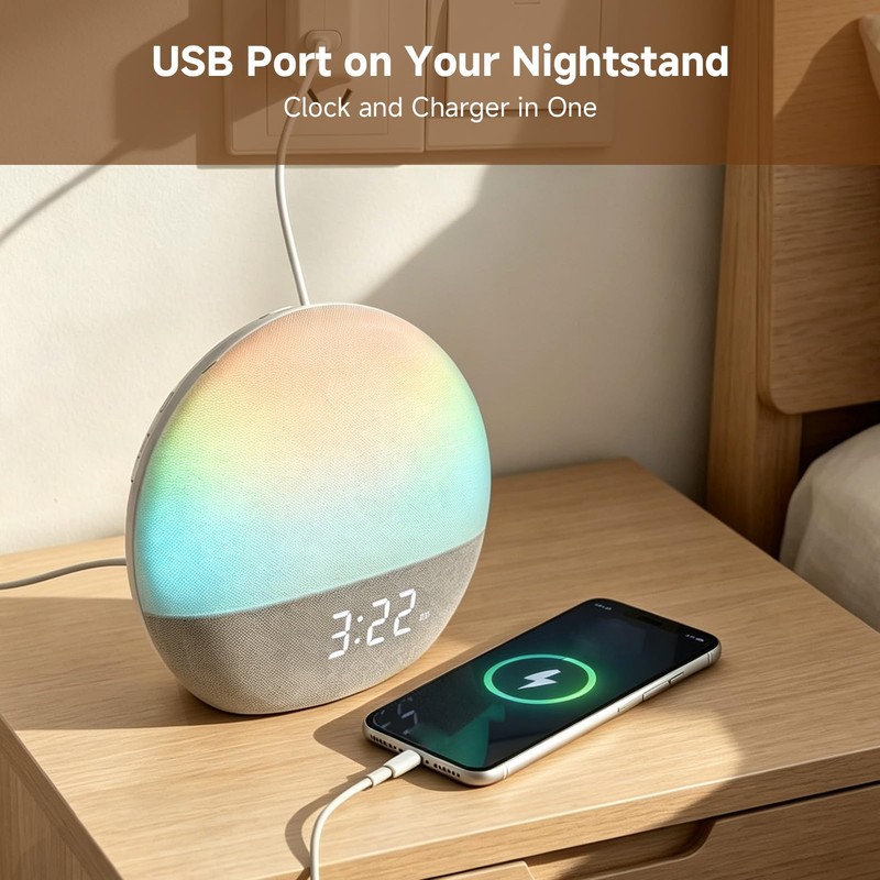 Sunrise Alarm Clock with Radio, White Noise Machine, Wake Up