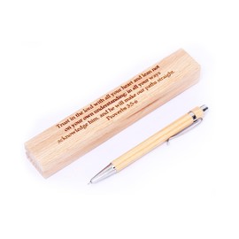 Trust in The Lord with All Your Heart - Proverbs 3:5-6 Engraved Pen with Wooden Box, Christian Gift for Men, Women Baptism Gift For Boys, Graduation Gifts 2024 (#1 Trust in the lord Proverbs 3: 5-6)