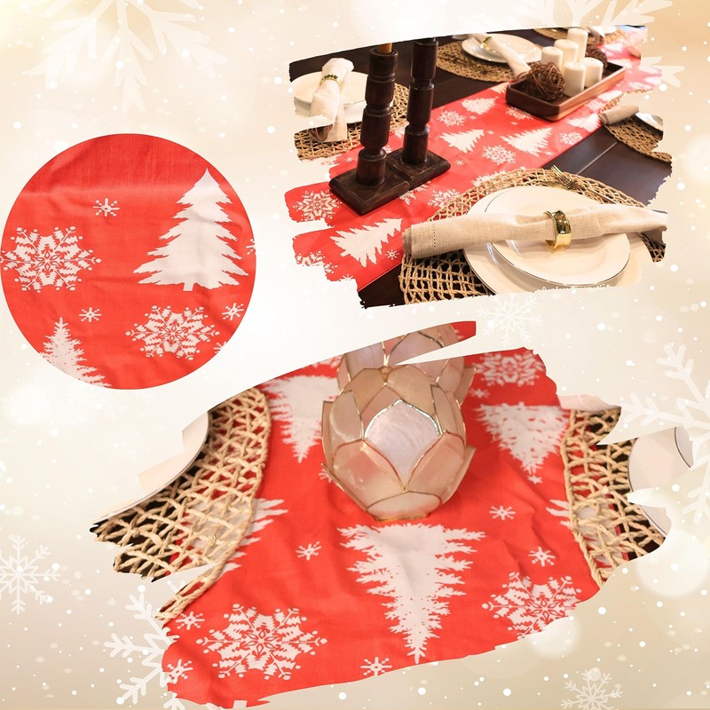 Lang Horn Handmade Christmas Table Runner with Printed Christmas Motif