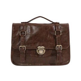 MILLEVIBE Briefcases for Women and Men - Faux Leather Cambridge Handbag - Vintage Messenger Bag with Adjustable Shoulder Strap (Brown)