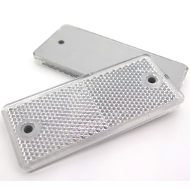 2 x White Reflectors 90 mm x 40 mm – Rear Reflector Cat's Eyes Rear Lights – Caravan and Trailer