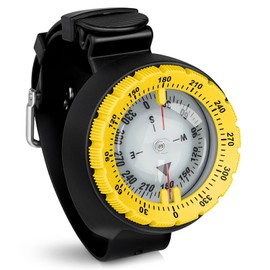 Scuba Compass, Professional Waterproof 5ATM Dive Wrist Compass with TPU Band for Outdoor Sports Diving, Sailing, Hiking, Survival Emergency (Yellow)