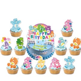 25pcs Care Cute Bear Birthday Party Cupcake Toppers for Kids Gift, Party Favors and Supplies