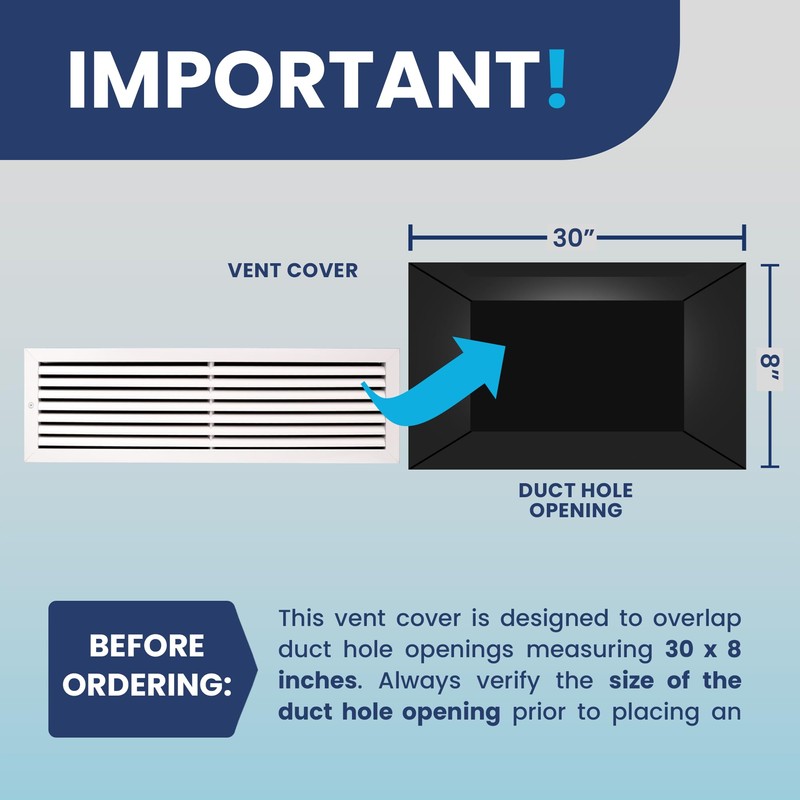 30x8 Inch (Duct Opening) Air Return Vent Cover Decorative –