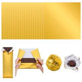 100PCS Square Gold Aluminum Foil Wrapping Papers, 6 x 6 Inch Gold Foil Chocolate Candy Wrapper Aluminum Foil for Chocolates 6'' by 6'' Aluminium Foils Paper Candy Wrappers Paper