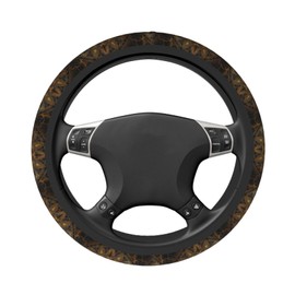 Gold Mandala Dragonfly Universal Steering Wheel Cover for Men Women, Soft Anti Slip Stretch Neoprene Steering Wheel Covers Car Protector Accessories 15 Inch-Black