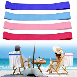 GEMMAHW 4Pcs Beach Towel Bands for Sun Loungers, Elastic Bands for Sunbed Towel, Windproof Sun Lounger Straps, Beach Towel Straps for Sun Loungers/Pool/Cruise Chairs