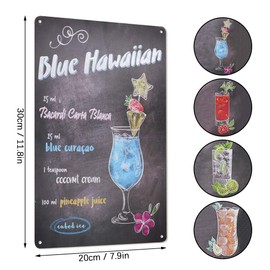 4PC Cocktail Tin Sign, Vintage Metal Signs Retro Tin Painting, ZZBIQS Wall Decor Plaque Poster for Pub, Bar, Club, Kitchen, Restaurants, Cafe Home Decorations