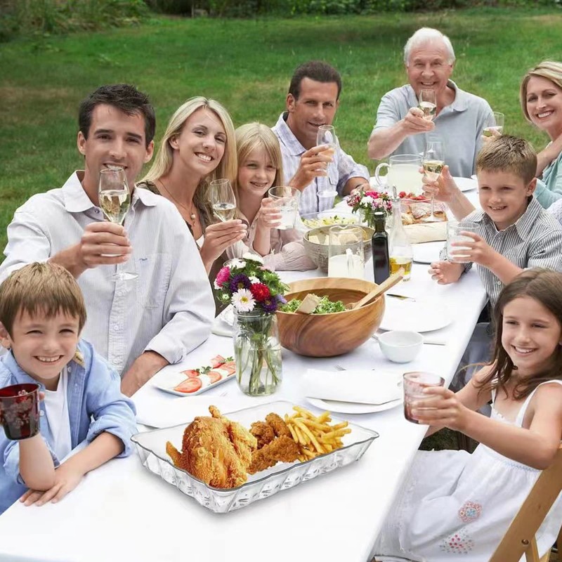 Gikisla Plastic Serving Platters Set of 6, Large Clear Plastic