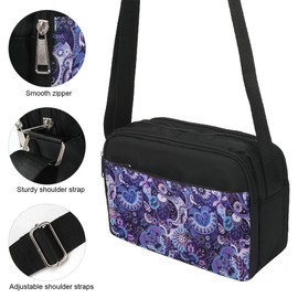 Gocokia Women's Crossbody Bag Multifunctional Phone Bag Lightweight Handbags Casual Single Shoulder Bag Multi-Compartment Shoulder Bag, Purple Print