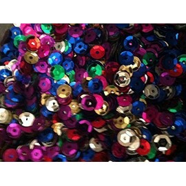 The Bead and Button Box - 15g (approx 1500) Rainbow Mix 7mm Sequins. Ideal for sewing, crafts, scrapbook, cards, pictures, childrens crafts, decoration