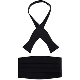 S.H. Churchill & Co. Men's Self Tie Bow Tie and Cummerbund Set for Wedding, Prom, Formal Event, Black, One Size