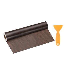 HARFINGTON Wood Grain Repair Tape 11.8 Inch x 33ft Self Adhesive Repair Patch Tape Simulated Wooden Floor Tapes with Plastic Scraper for Tables Doors Windows Furniture, Black Walnut