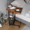 LIDYUK C Shaped End Table with Charging Station, Flip Top