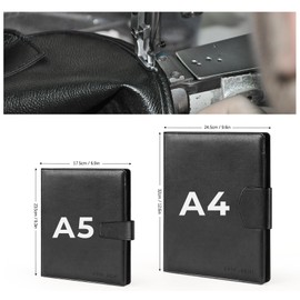 NOTEZMATE A4 Clipboard Writing Case with Magnetic Closure, Folder Clipboard Folder DIN A4 Made of PU Leather, Portfolio Padfolio with Paper and Pen, Document Folder Black for Office Supplies, School