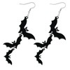 Halloween Bat Dangle Earrings – Black Triple Bat Drop Jewelry