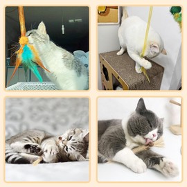 MarverFace 6 pieces cat toy with catnip, catnip sticks, cat toy spiral with feathers, catnip balls, bells