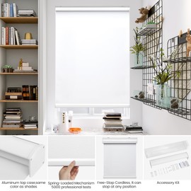 JOY ANAN Blackout Roller Shades, Cordless Roller Shades Window Blinds with Spring System, UV Protection and Waterproof, Roller Blinds for Home,Office,Bedroom, Custom Size, 35" W x 72" H