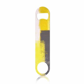 TASDANA Yellow and Grey Stainless Steel Bottle Opener Modern Abstract Lines Art Painting Flat Beer Bottle Opener Keychain for Home Kitchen Bar Restaurant Party Birthday Gift