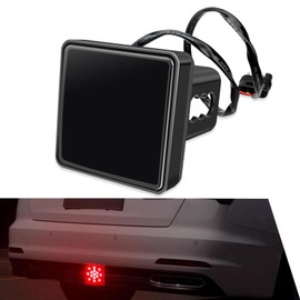 Prywog 1 PC Brake Light Trailer Hitch Cover, Car Lens Square Reverse LED Tail Light, Car Exterior Light Accessories, Universal for Most Cars (Black)