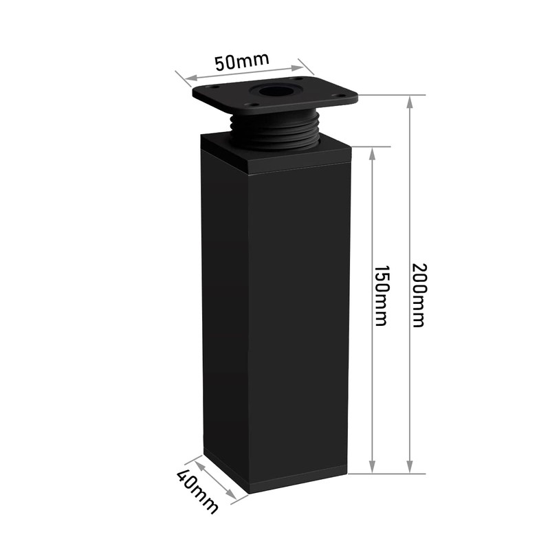 Rusoz Black Legs for Furniture, 4 Pcs Adjustable Cabinet Legs