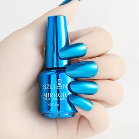 IMGDD 12 Colors Chrome Nail Polish, Metallic Mirror Effect Varnishes, Metal Long-Lasting Non-Peelable Nail Art Decoration, Shiny Chrome DIY Nail Polish Manicure (10, 8ml)