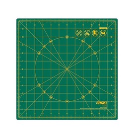 OLFA 12" x 12" Rotating Cutting Mat (RM-12S-01) - Self Healing 12x12 Inch Square Rotary Mat with Grid for Fabric, Sewing, Quilting, & Crafts, Rotates 360 Degrees, Use with Rotary Cutters (Green)