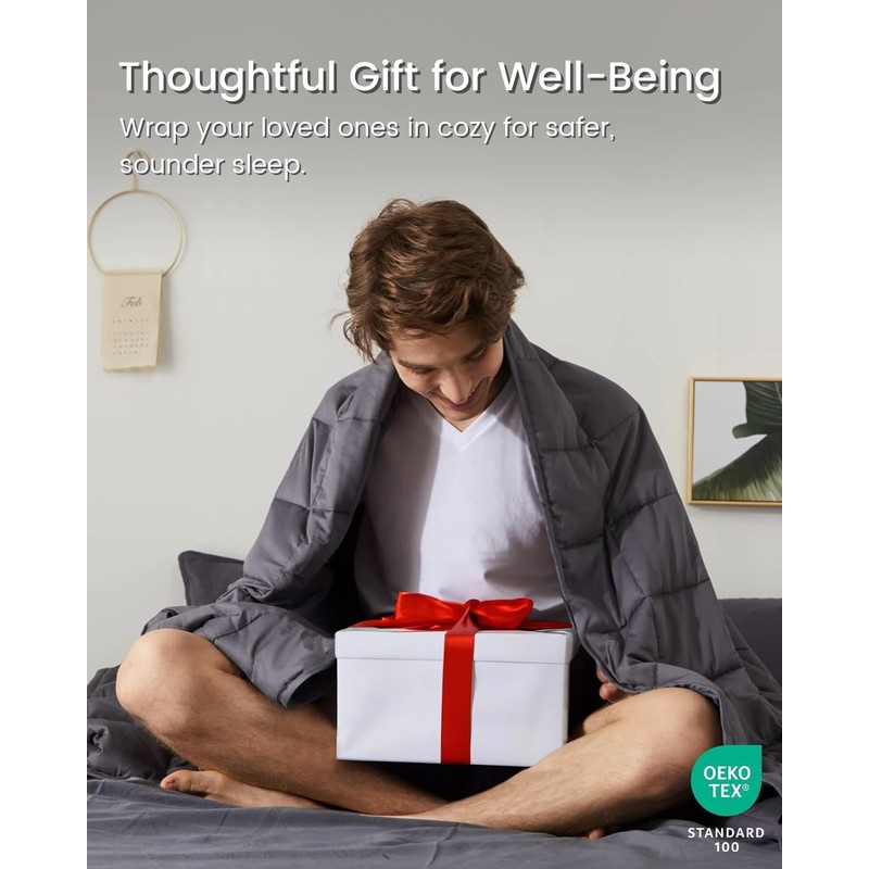 ZonLi Weighted Blanket (60"x80", 20lbs, Dark Grey) Queen Size Weighted