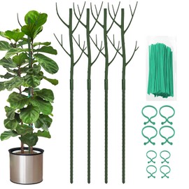 Vocray Plant Support Stakes for Indoor Plants,Trellis for House Potted Plants Flower,Monstera Support Sticks with Orchid Clips,Twist Ties(2 Pack Dark Green)