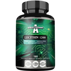 Lecithin 1200mg with Vitamin E - 180 Softgel Capsules - High Strength Soy Lecithin Supplement - 6 Months Supply - Supports Cognitive and Cardio Health - by Apollo's Hegemony