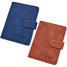 2 Unidades Cartera para Pasaporte RFID, 2 Packs Funda y Protector para Pasaporte Viaje, Billetera de Tarjeta Bolsa de Documentos Viaje