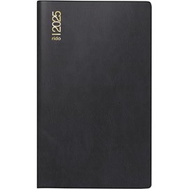 rido/idé Pocket Diary Model M Planner (2025), 2 Pages = 1 Month, A6, 32 Pages, Plastic Cover, Black